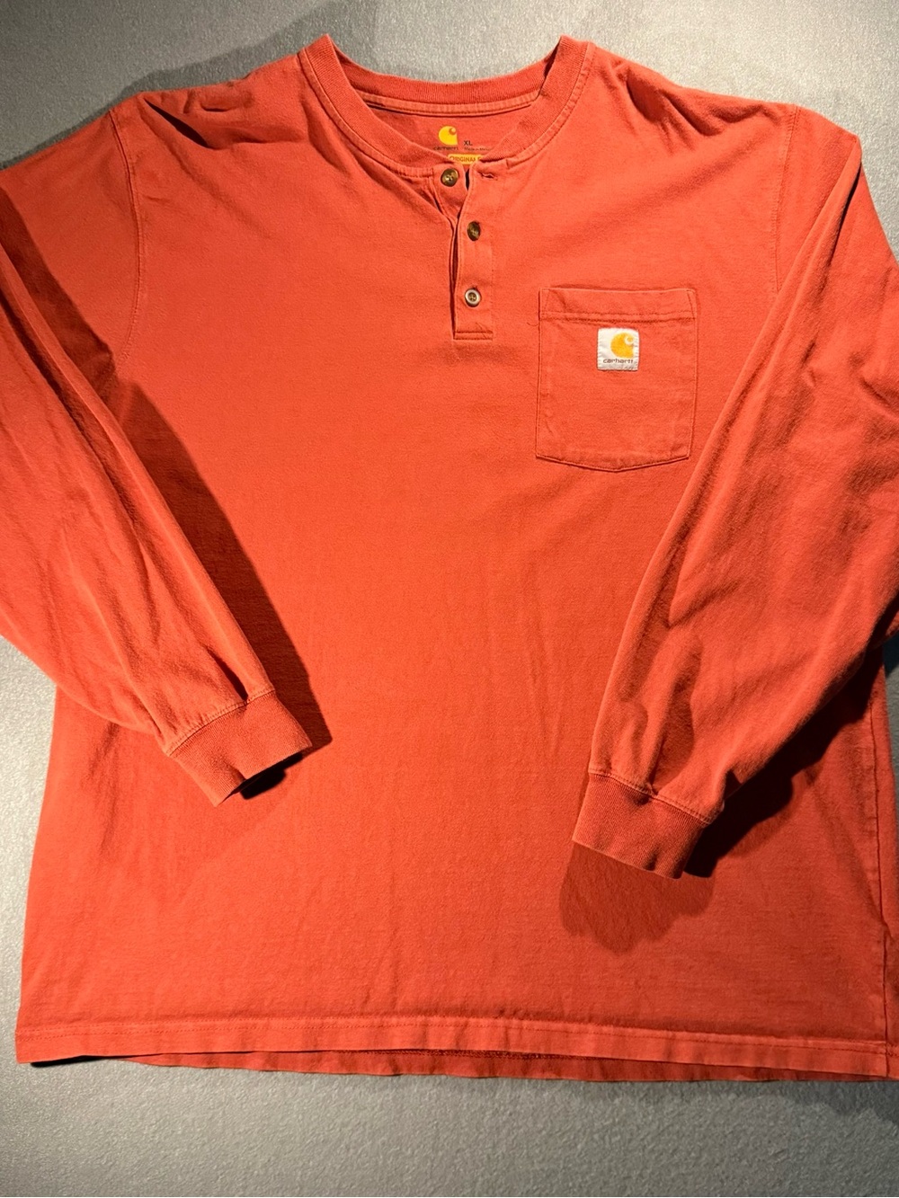 Carhartt Long Sleeve Henley Pocket Shirt in Rust